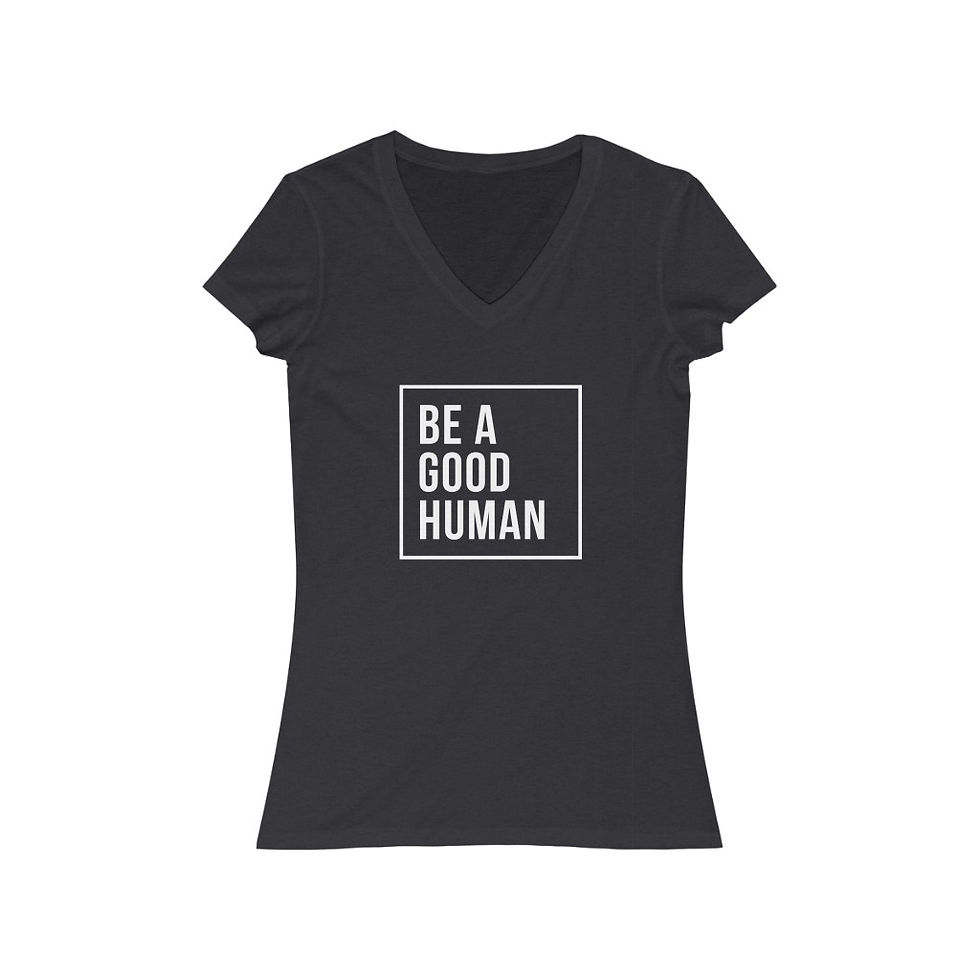 Thumbnail: Be A Good Human - Women's Jersey Short Sleeve V-Neck Tee 