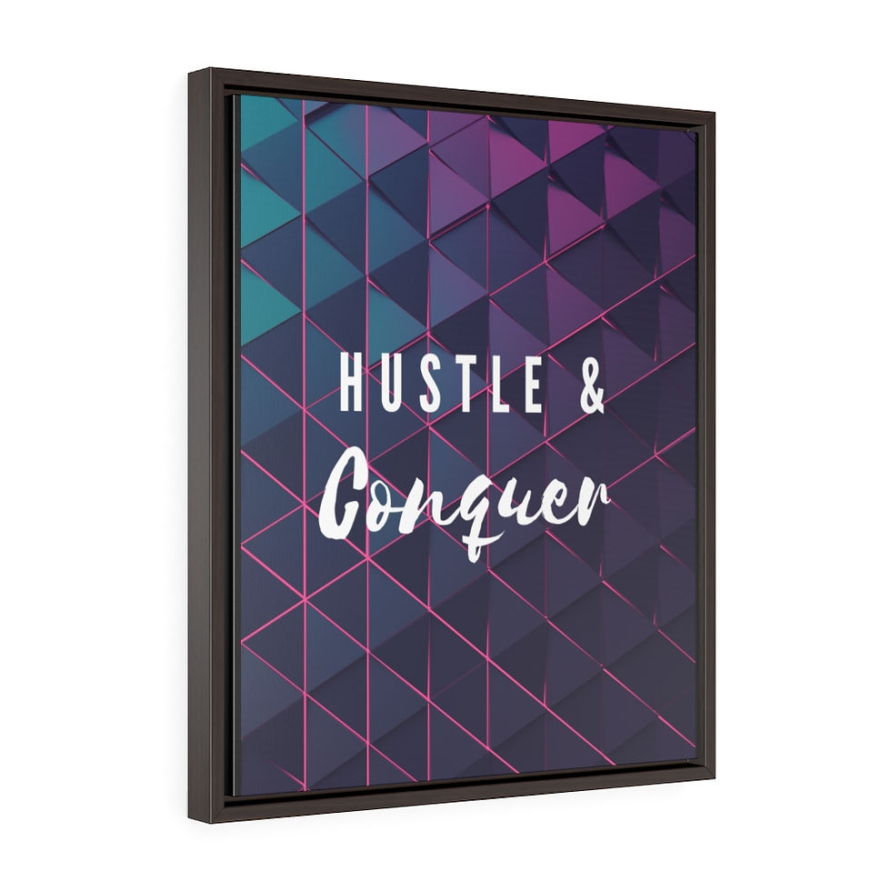 Thumbnail: Vertical Framed Premium Gallery Wrap Canvas - Hustle and Conquer