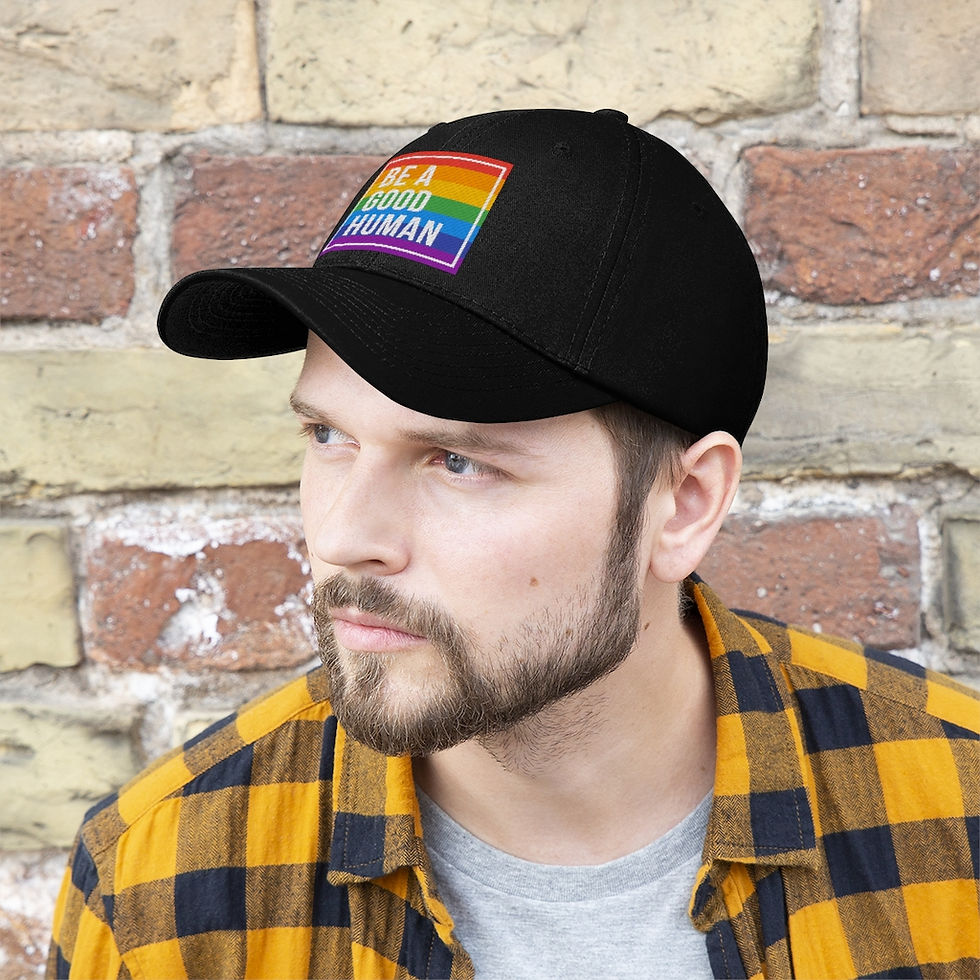 Thumbnail: Be a Good Human - Pride Flag Embroidered Dad Hat