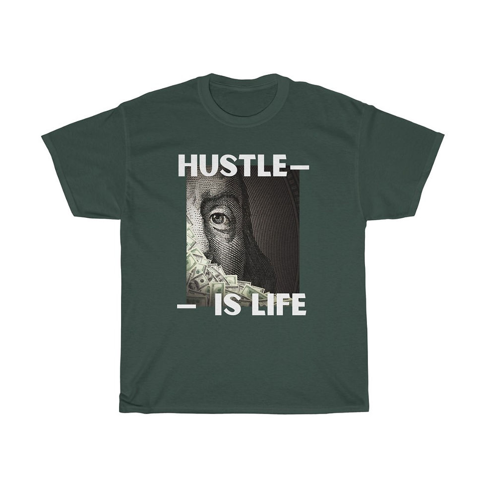 Thumbnail: Unisex Heavy Cotton Tee - Hustle is Life - Benjamins