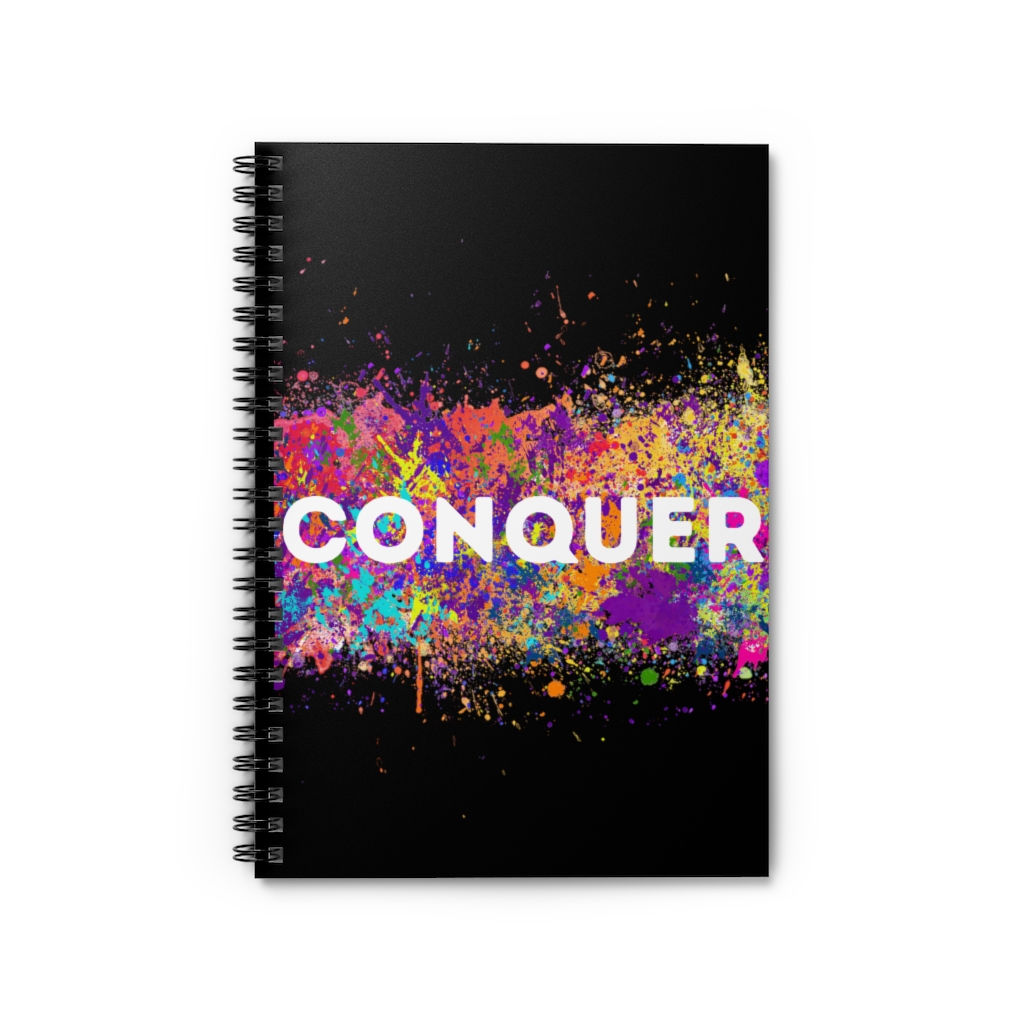 Spiral Notebook - Ruled Line - Paint Splattered CONQUER
