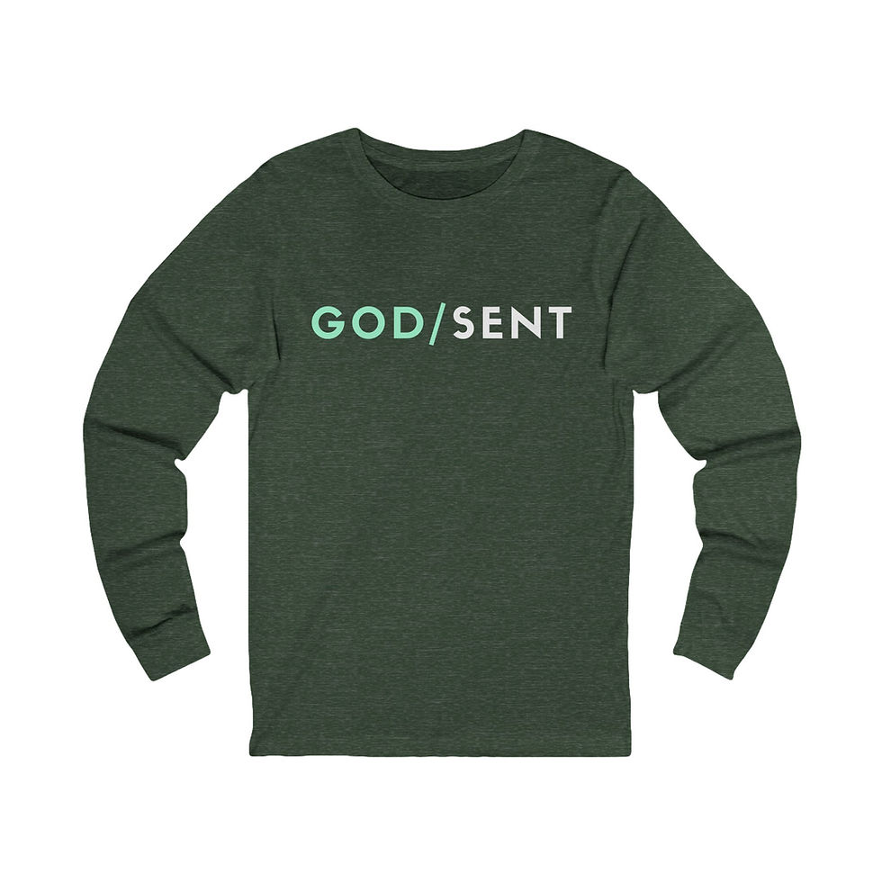 Thumbnail: God / Sent - Men's Long Sleeve Moisture Absorbing Tee  - Mint & White