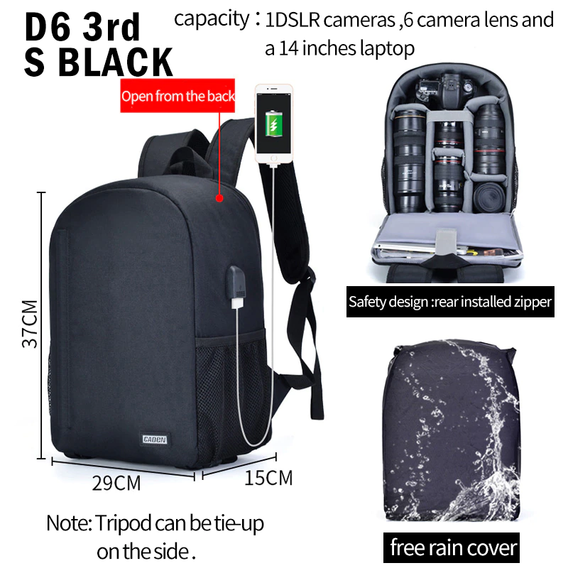 Miniatura: Mochilas de câmera profissional CADen Bolsa resistente à água.