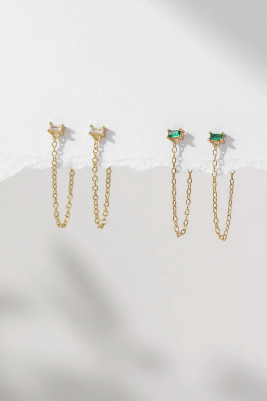 Thumbnail: Ilena Crystal Chain Earrings by One & Eight
