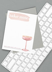 Take Note - Blush Champagne Glass Happy Hour Notepad