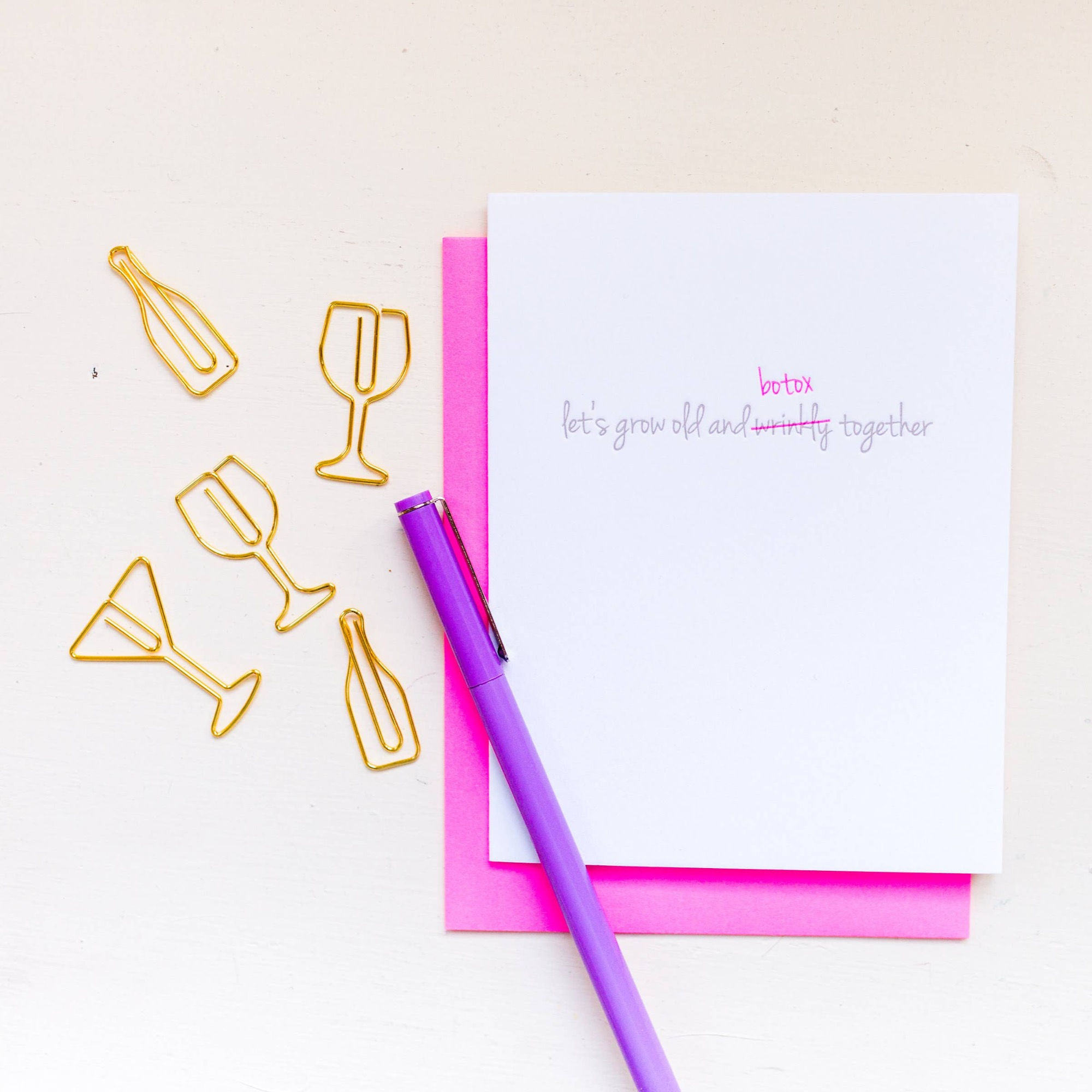 Grow old and botox funny greeting card - styled