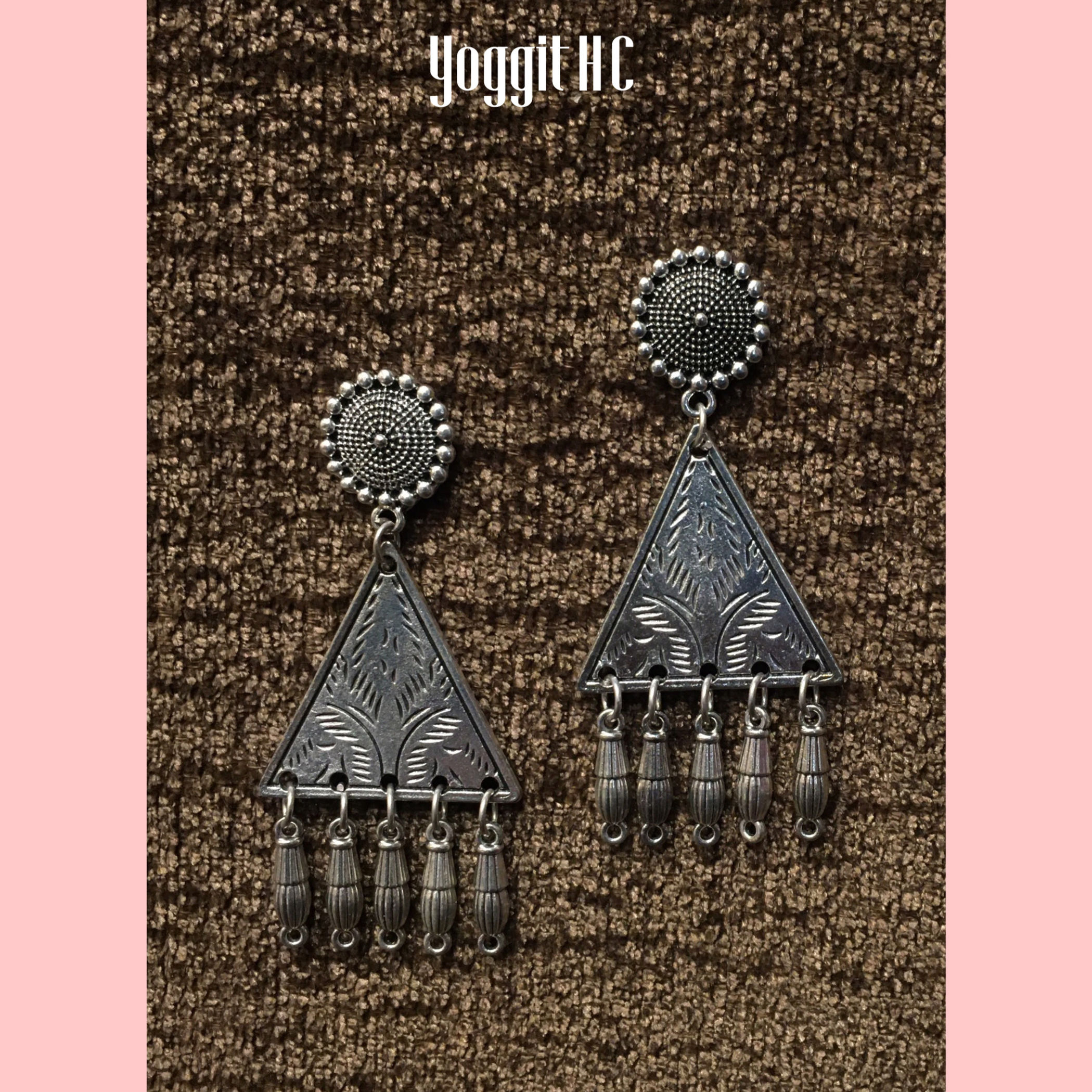 Oxidised Pyramid earrings