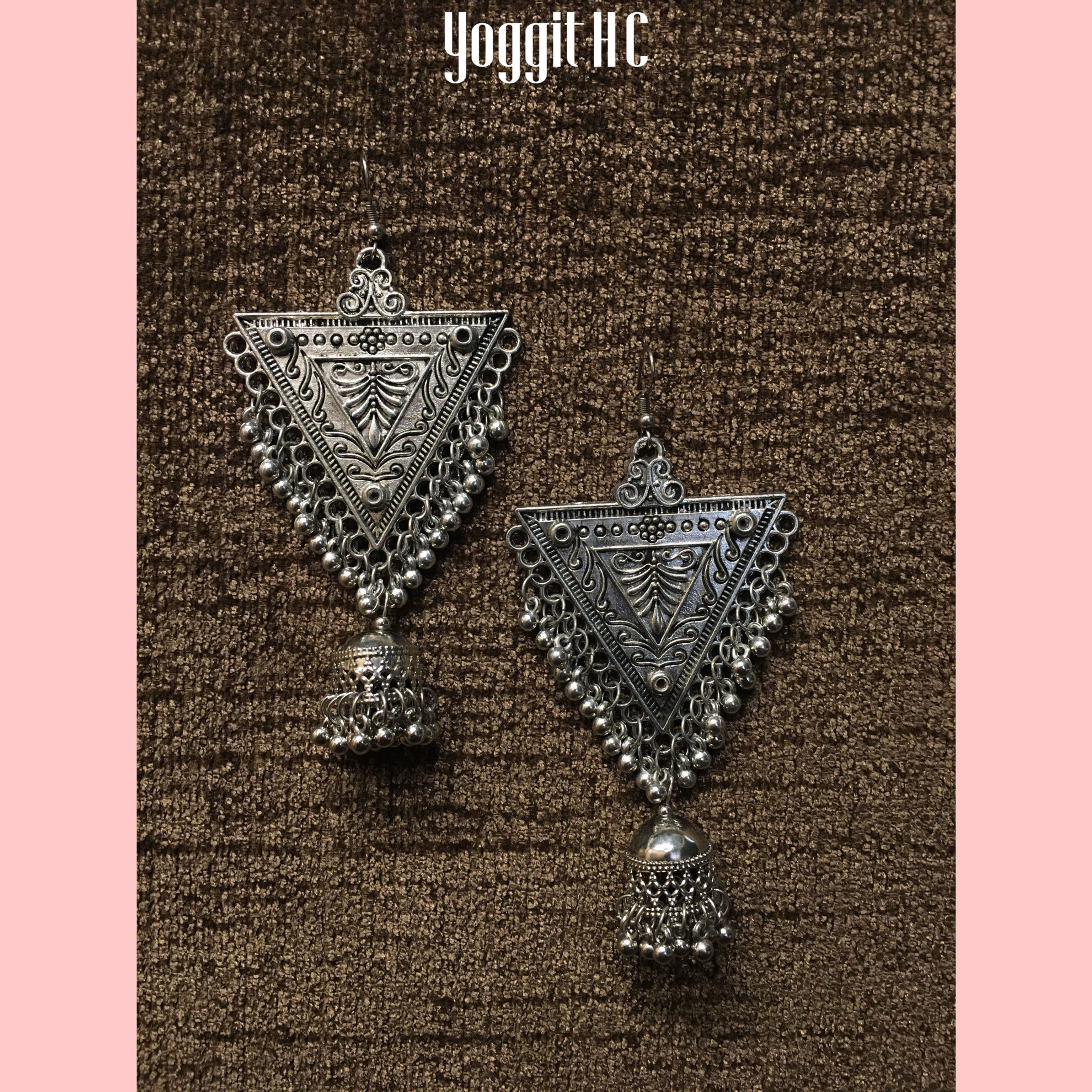 Oxidised Greek Geometric Earring