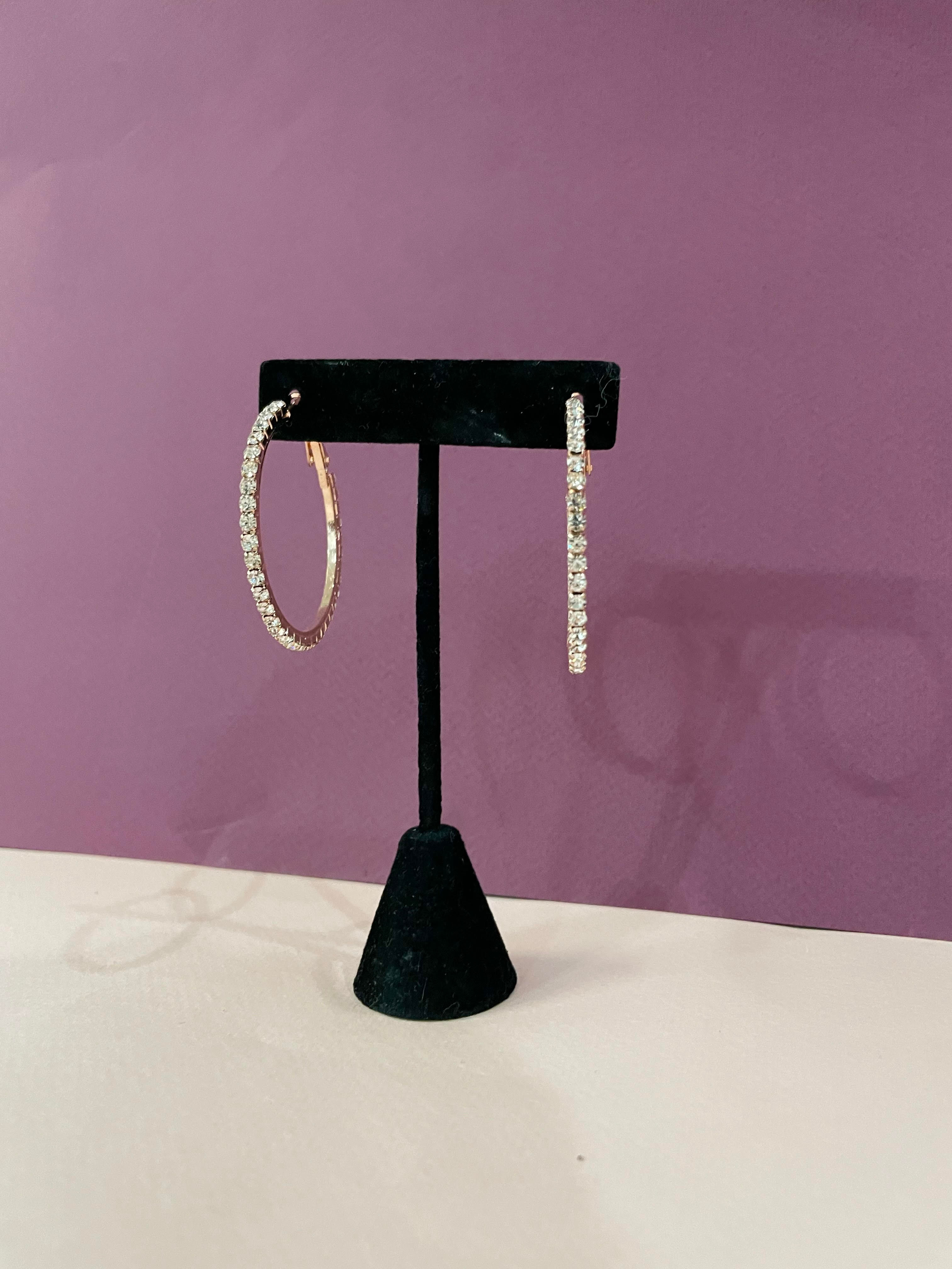 Rose Gold Rhinestone Hoops