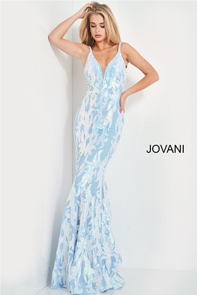 Thumbnail: Jovani 3263 Sequin V-Neck Dress