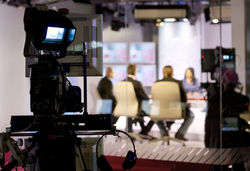Recording live talk show at television s