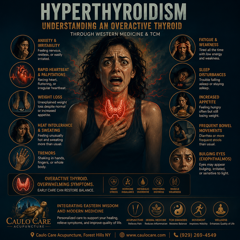 Hyperthyroidism symptoms including weight loss, rapid heartbeat, sweating, anxiety, Graves disease and thyroid gland illustration Alternative: Woman experiencing hyperthyroidism symptoms with thyroid gland anatomy and Graves disease educational infographic