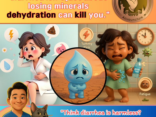 "Don’t play with diarrhea. The clock starts ticking the moment dehydration sets in. Replenish water + minerals fast or risk losing your life."