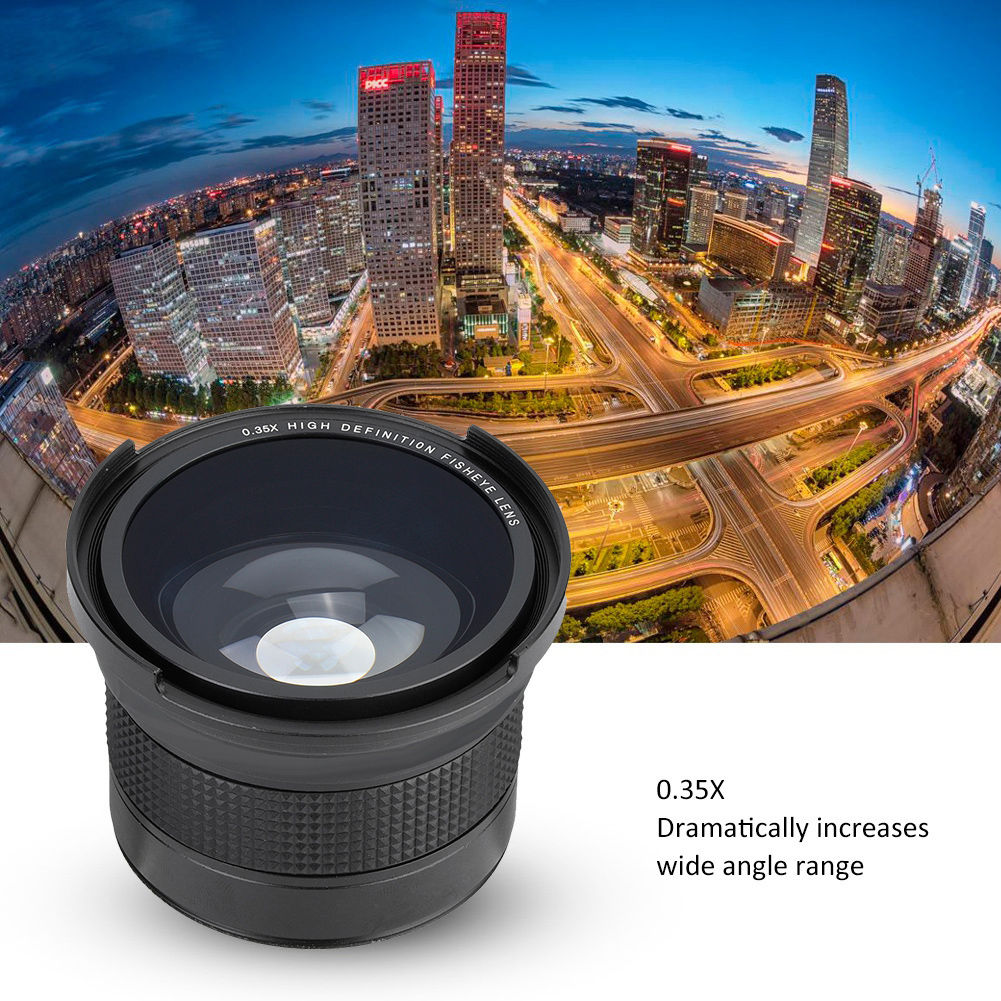 58MM 0.35X Fisheye Super Wide Angle Lens for SLR DSLR Camera Black Camera Fishey