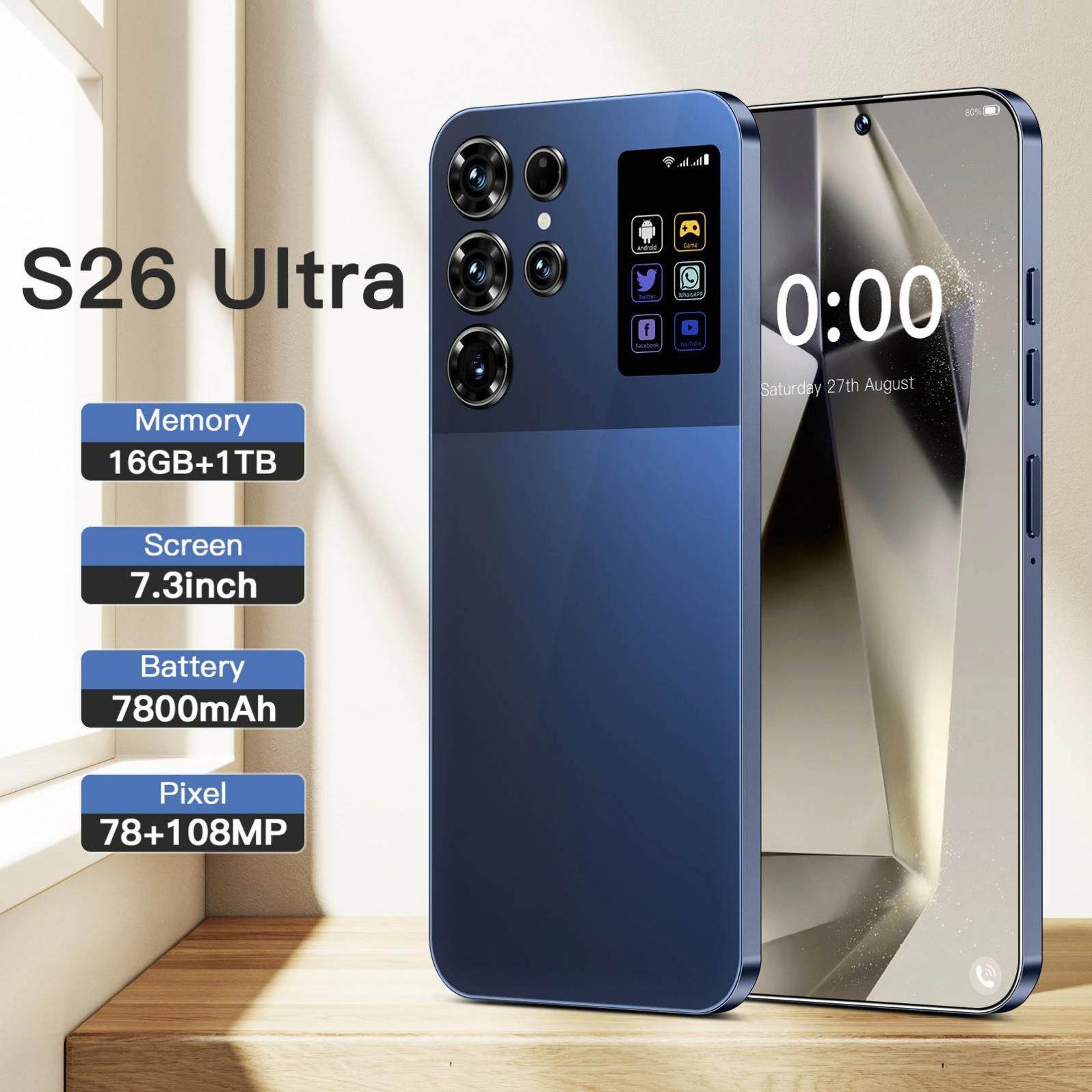 Cheap S26 Ultra Cellphone Original 16GB+1TB Smartphone Android 14.0 5G & GSM Hot