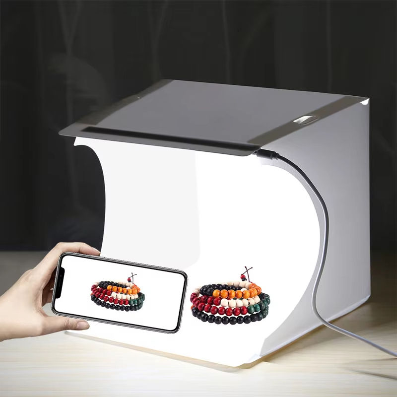 Folding Photo Studio Booth Softbox Small LED Lights Portable Folding Light Box P
