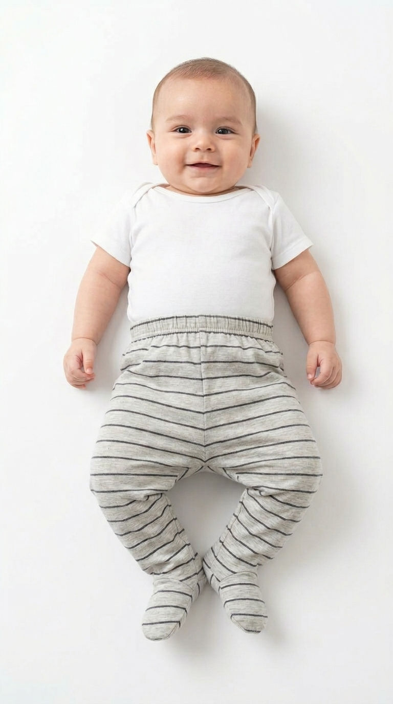 Miniatura: Calça Bebê Mijão Avulso Algodão Fio 30 Pé Fechado Tam M