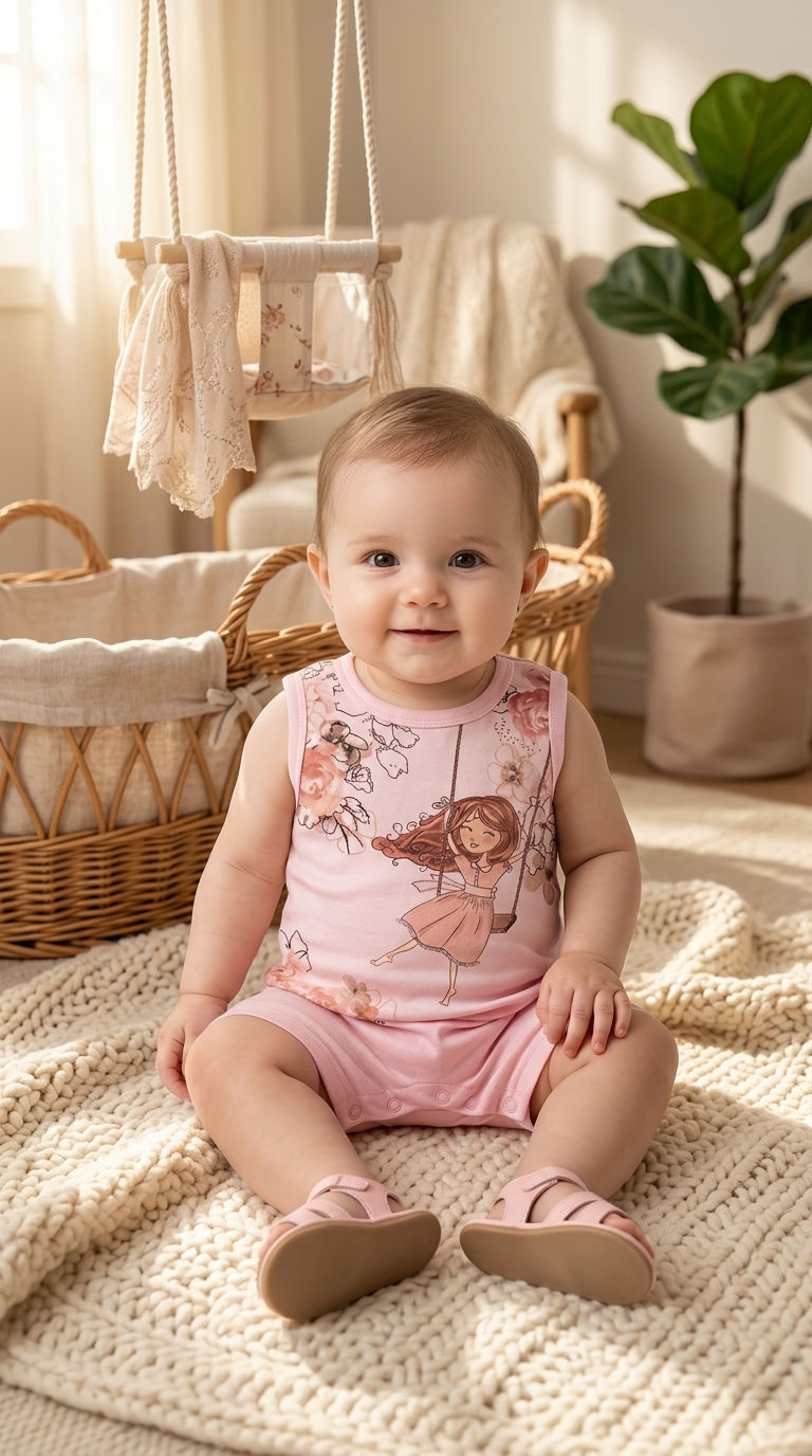 Miniatura: Romper Bebê Menina Macacão Curto Tam M