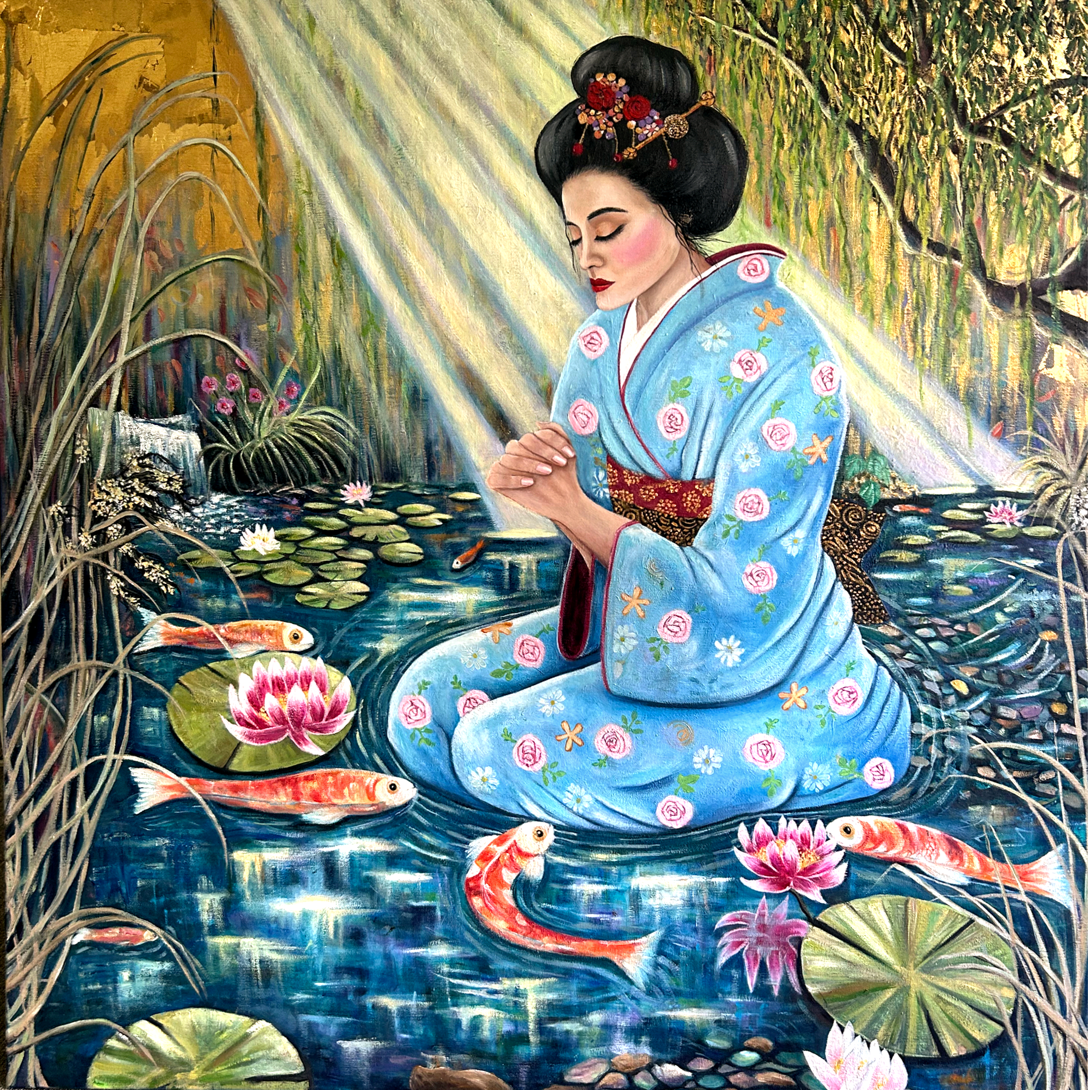 'Daughter' - The Long Journey.Oil & Gold Leaf on Linen - 39" x 39" - 99 x 99cm