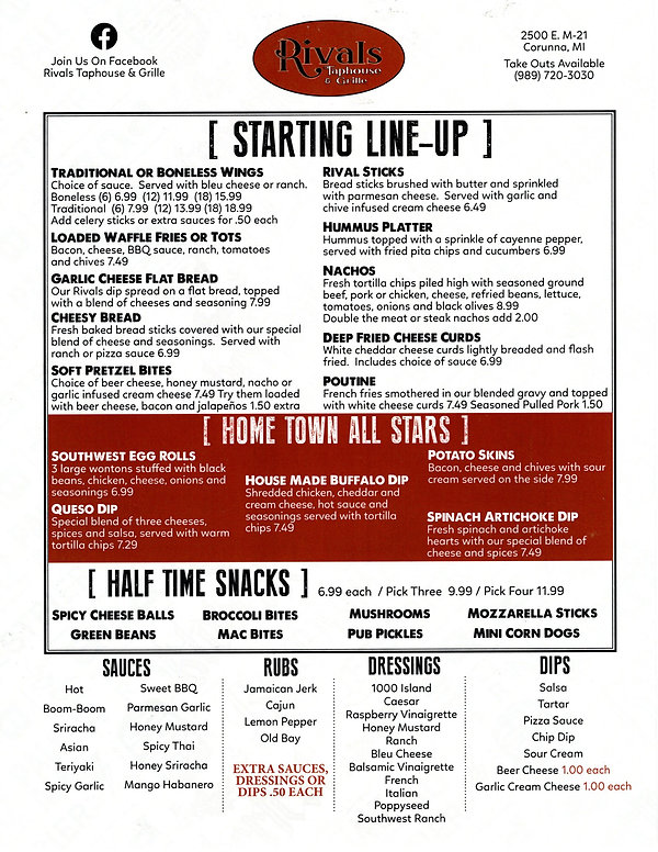 Menu rivalstaphouse
