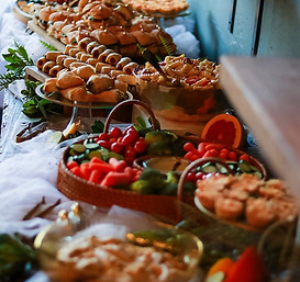 Charcuterie and catering display prepared for an event inside Social 1832 venue.