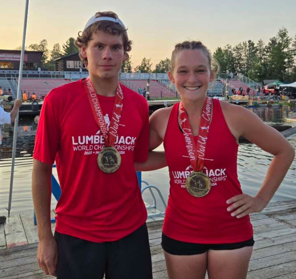 2025 Logrolling World Champions: Marcus Heineck and Livi Pappadopoulos