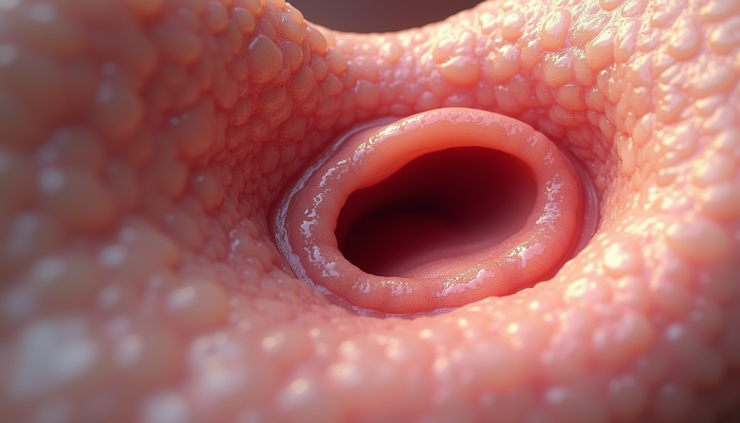 Close-up view of a child's penile meatus showing narrowing typical of meatal stenosis