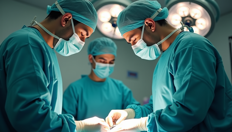 Eye-level view of a pediatric surgeon preparing for neonatal thoracic surgery