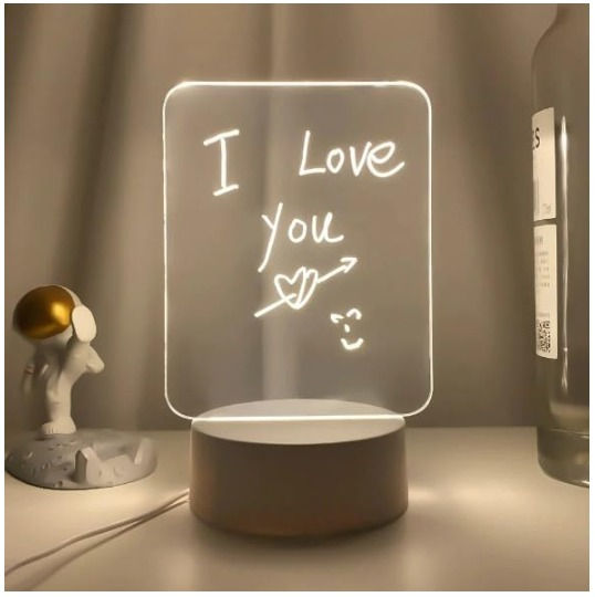 Luminária De Mesa Led 3D De Escrever - Tipo Lousa Com Caneta Magica