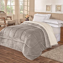 Coberdrom Sherpa Edredom Dupla Face Felpuda - Casal Queen