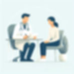 icon showing a patient consulting a doctor