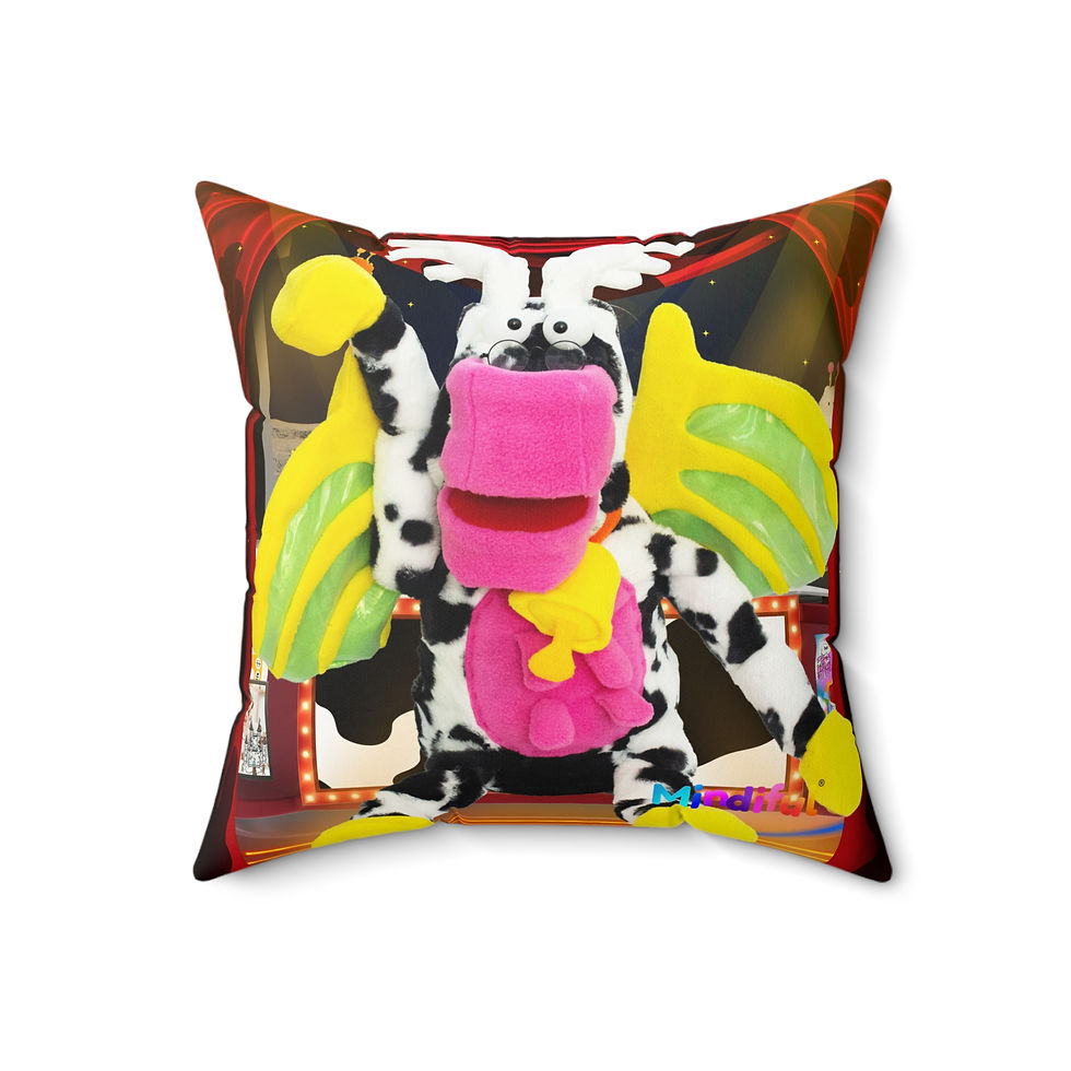 Thumbnail: Mindiful® Cow Dragon "The Moon Show Showtime" Square Pillow