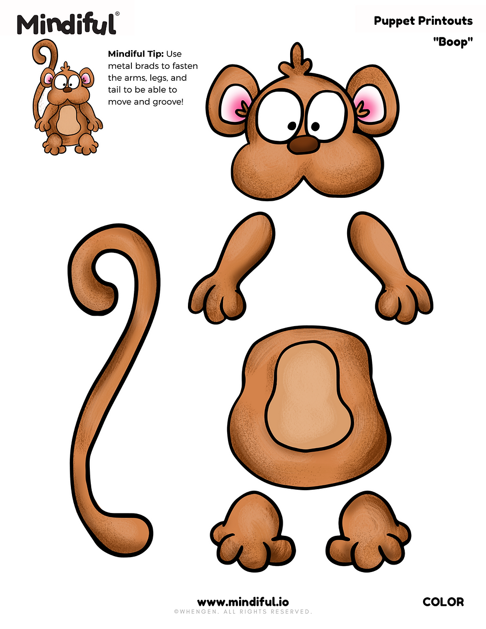 Boop Puppet Printout - COLOR - Mindiful® Digital Download
