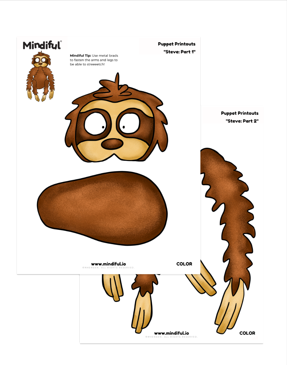 Large Steve Puppet Printout - COLOR - Mindiful® Digital Download