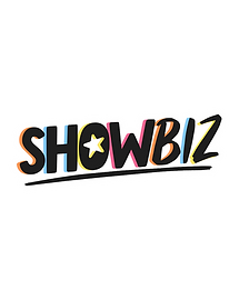 A sticker of the logo for Showbiz Performing Arts, Ormskirk UK