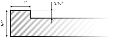 Technical drawing of Slim Shaker MDF door with precise dimensions.