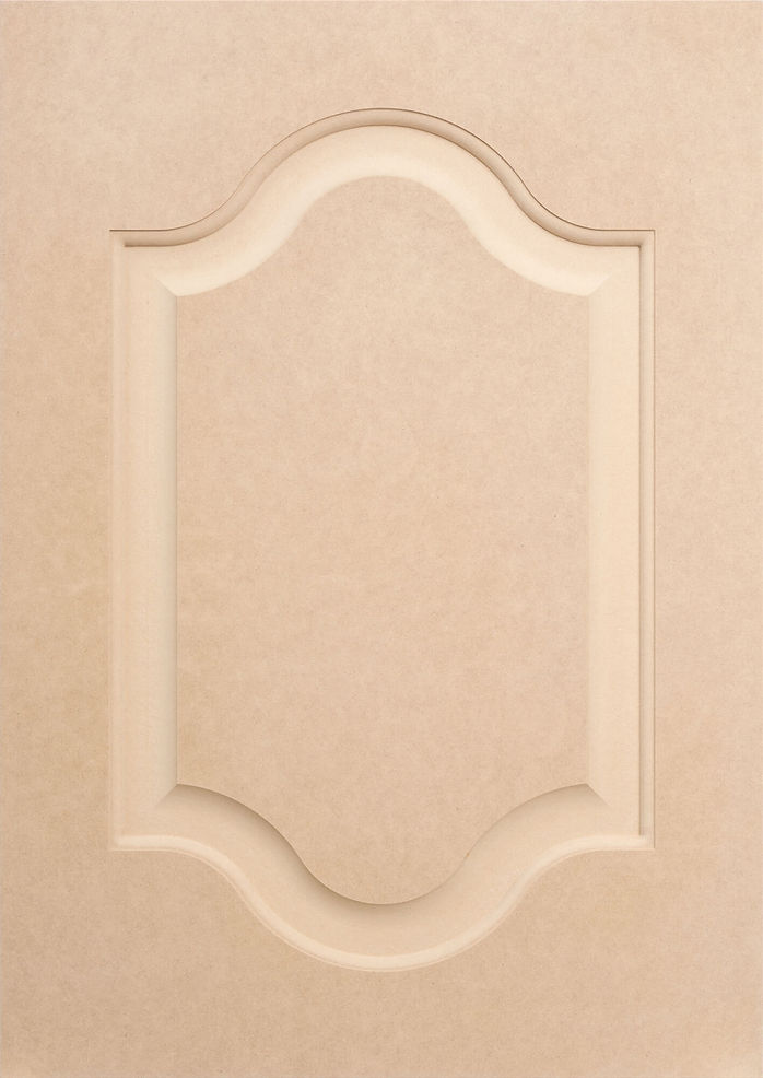 MDF cabinet door with mirrored cathedral-style raised panels and classic arch detail