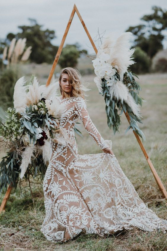 pampas grass wedding archway