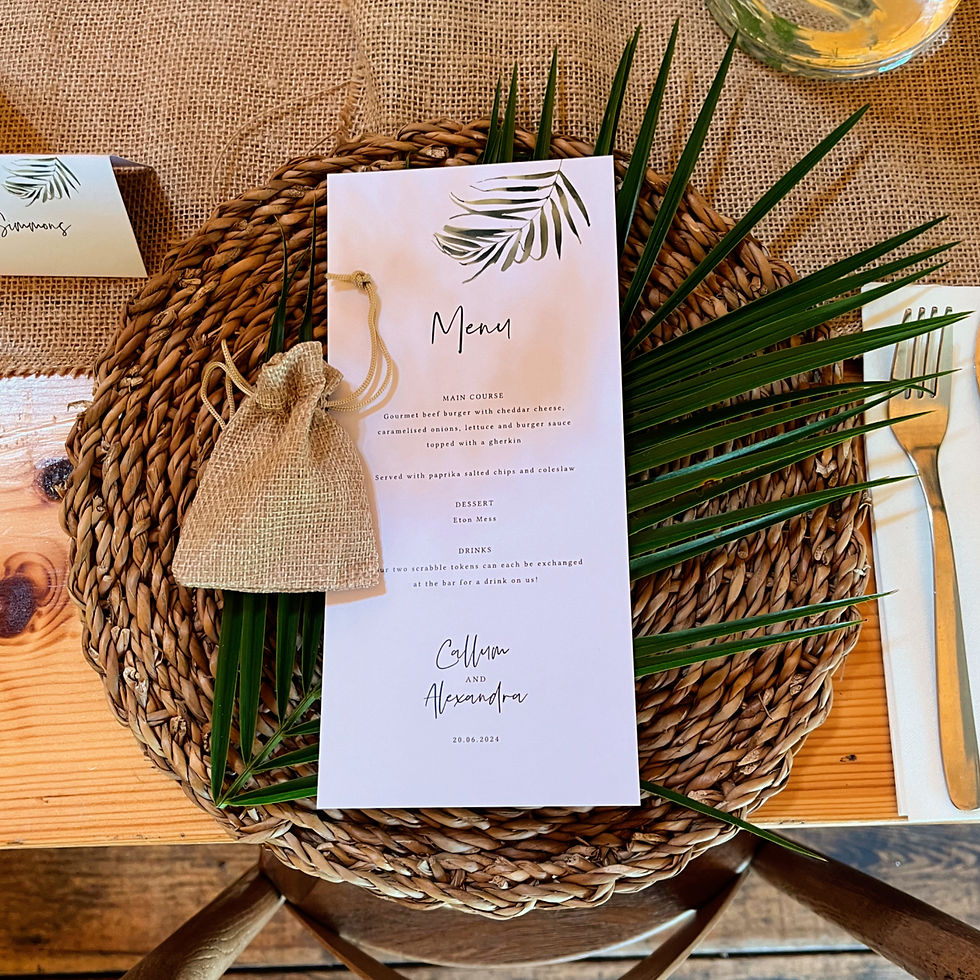 tropical wedding place setting