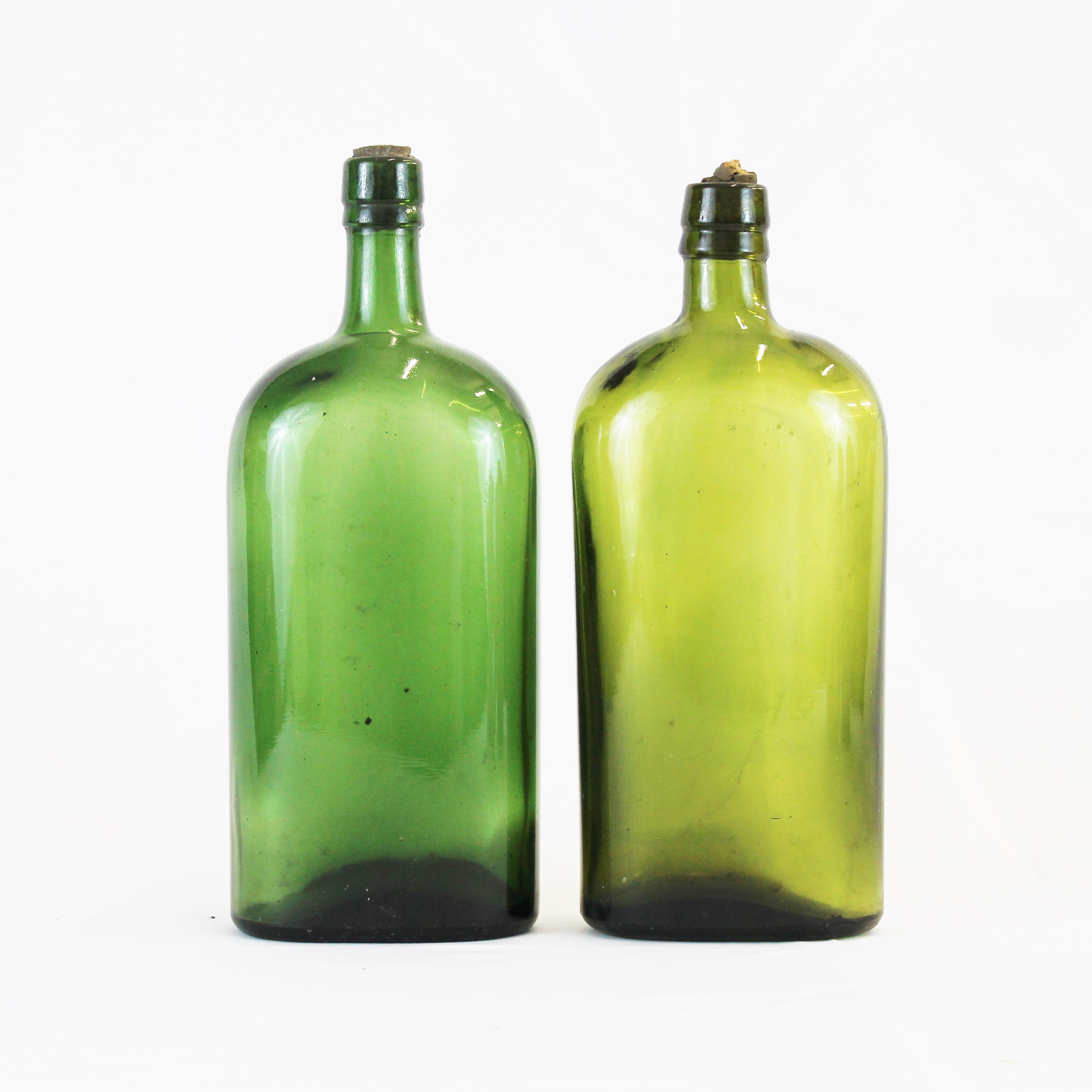VINTAGE GREEN GLASS BOTTLES