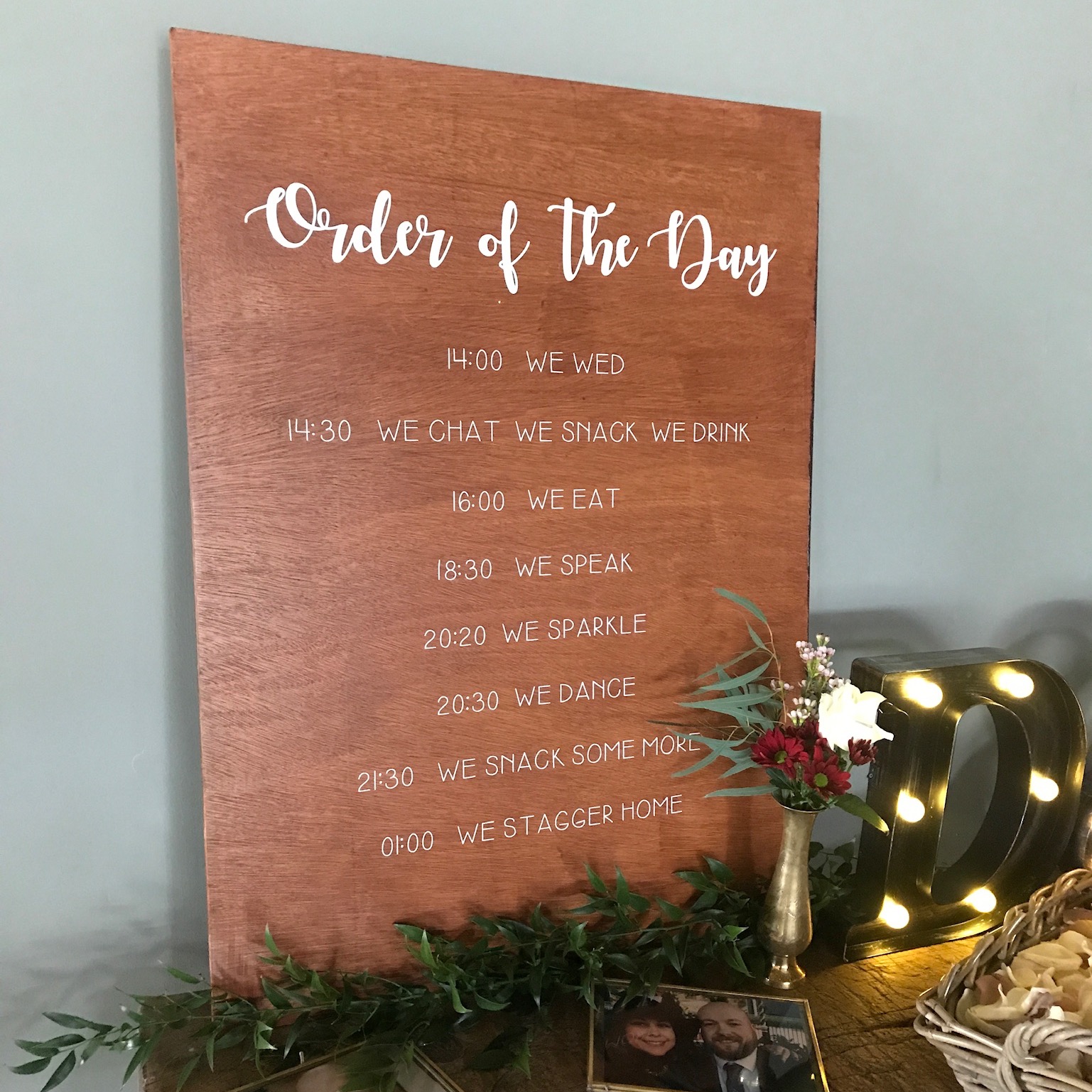 ORDER OF THE DAY WOODEN BOARD SIGN