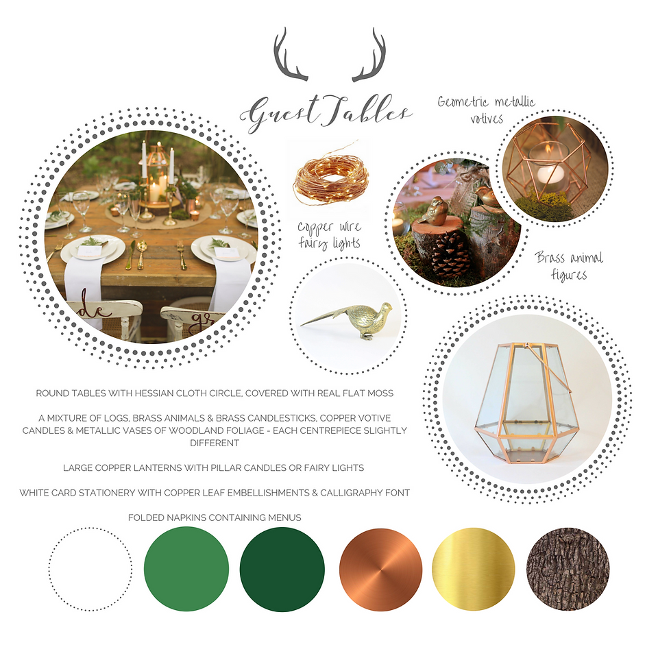 woodland wedding styling moodboard