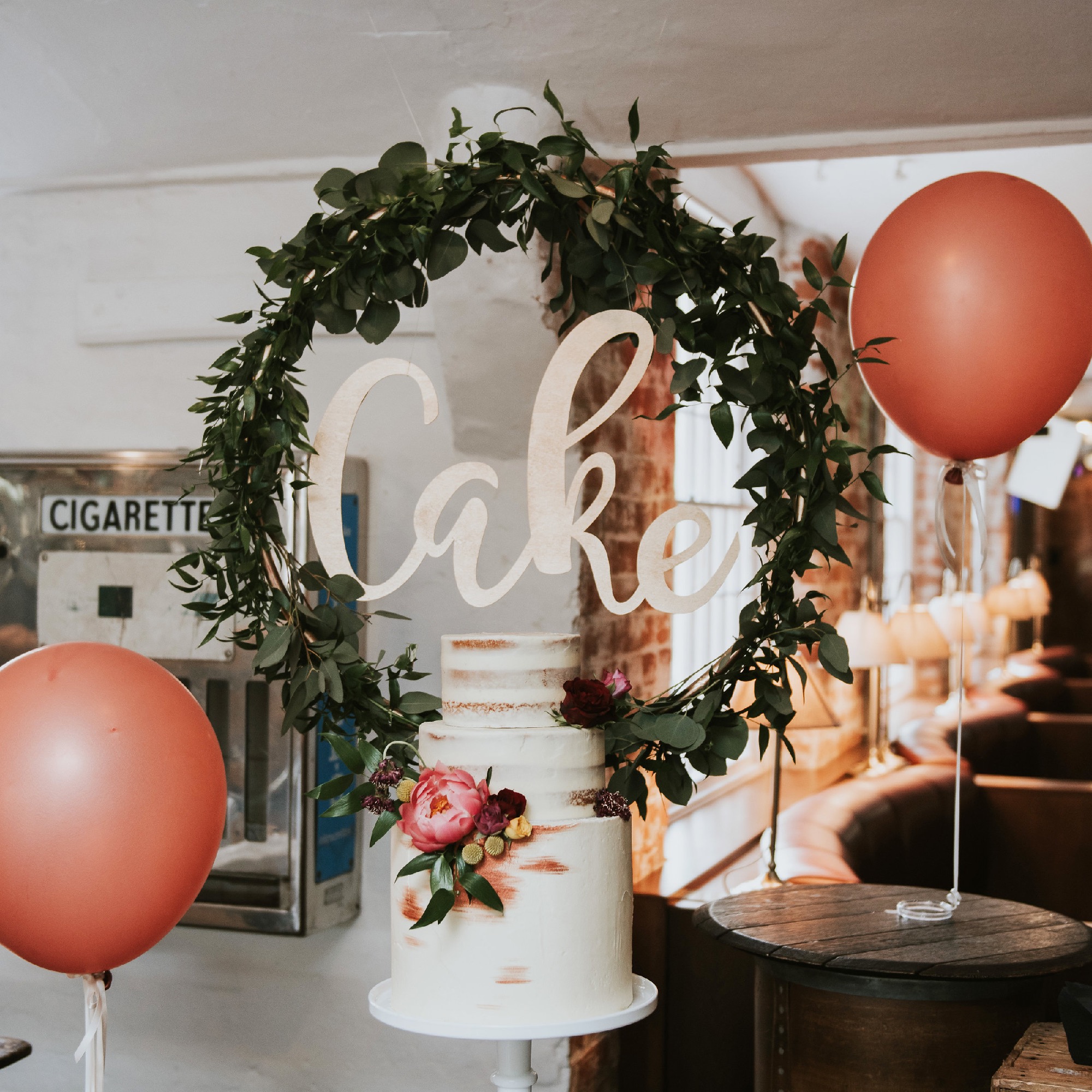 GREENERY HOOP CAKE BACKDROP SIGN