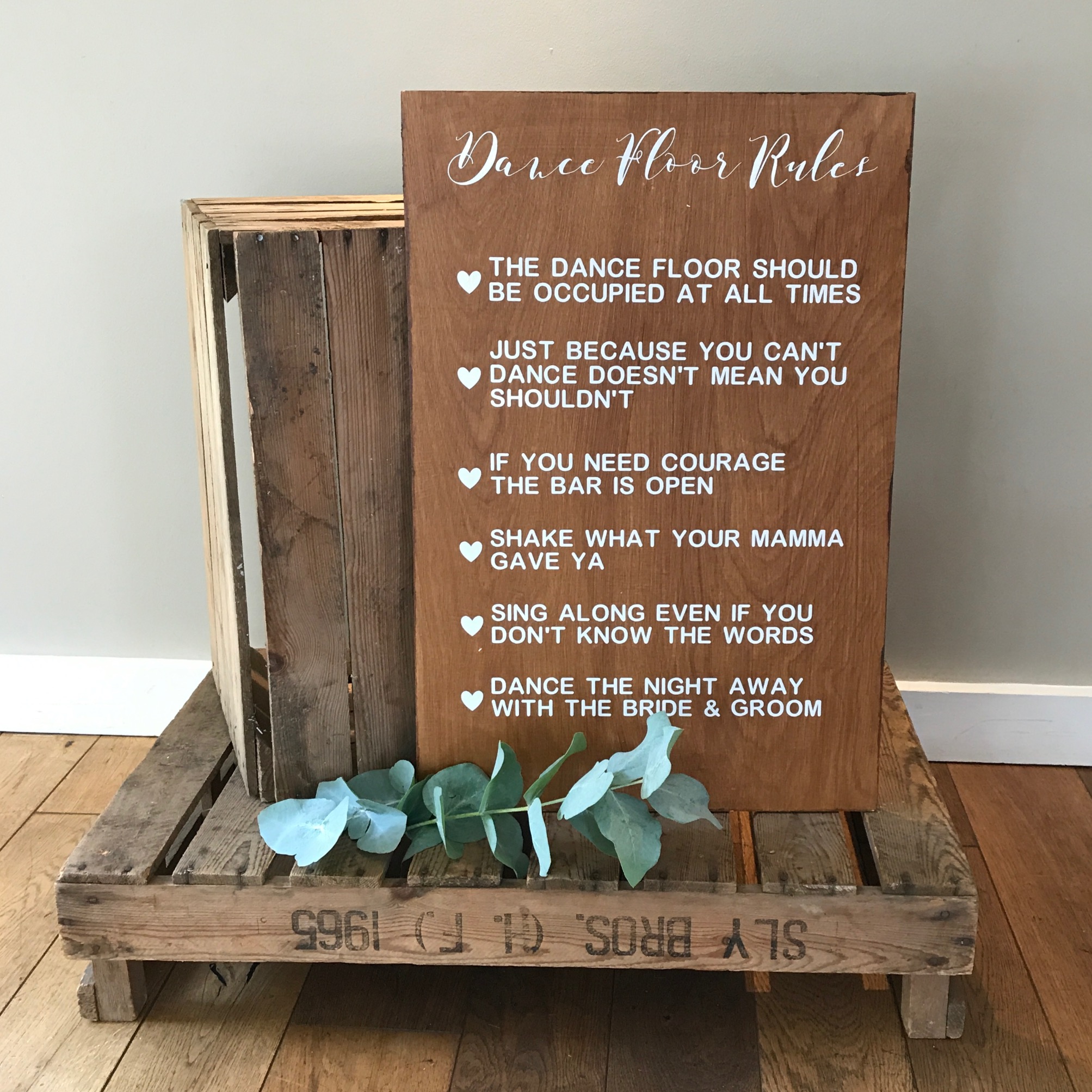 WOODEN DANCE FLOOR RULES SIGN