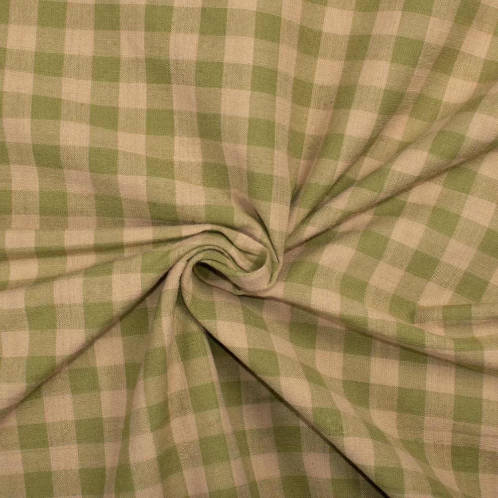 Check Olive + Cream Handloom Cotton