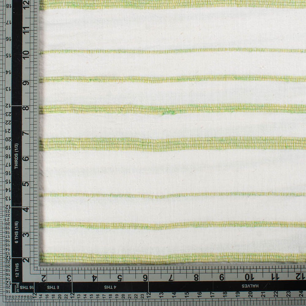 Thumbnail: Khesh Recycled Handloom Cotton Stripe Lime 180gsm