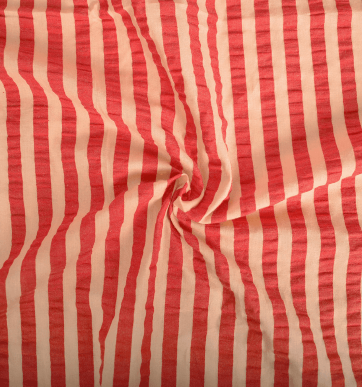 Cotton Seersucker Stripe Apricot + Cherry
