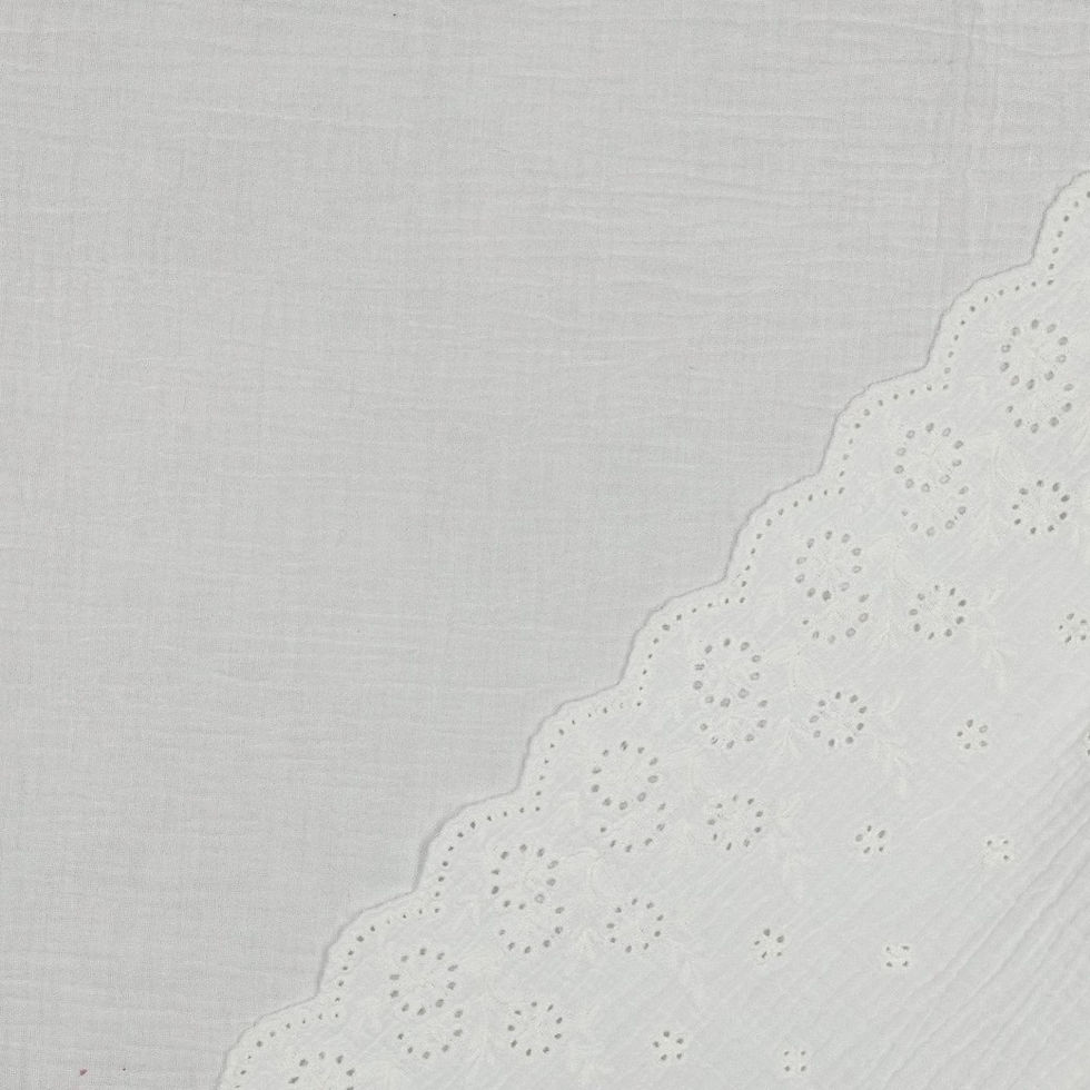 Thumbnail: Double Gauze Scallop Embroidery White 90gsm