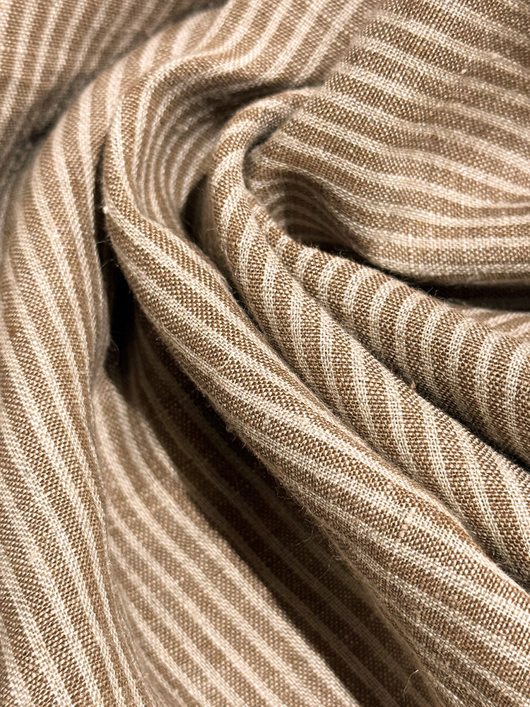 Thumbnail: EU Sand + Light Brown Stripe Linen