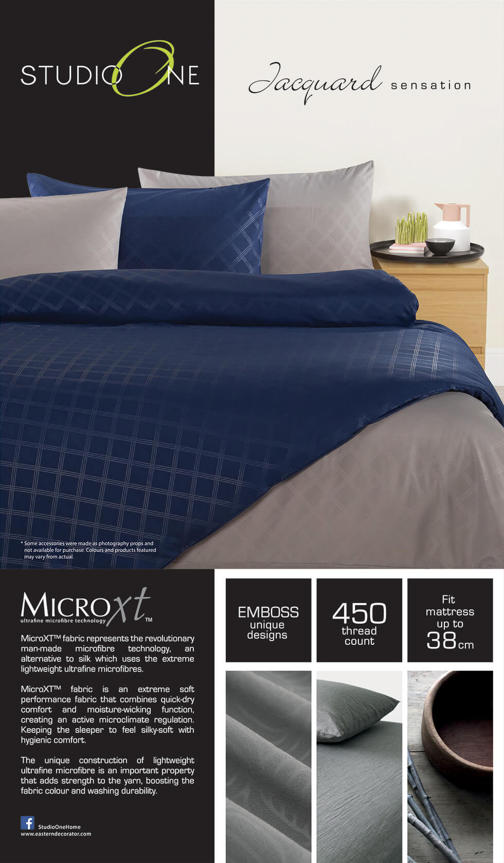 Studio One header card with blue and grey bed